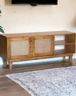 Bloomart Cavity Carved Mango Wood Coffee Table Rustic Living Room Centerpiece