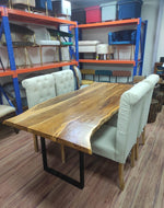 Mango Wood and Wrought Iron Vintage Dining Table Rustic Industrial Design for Home Decor
