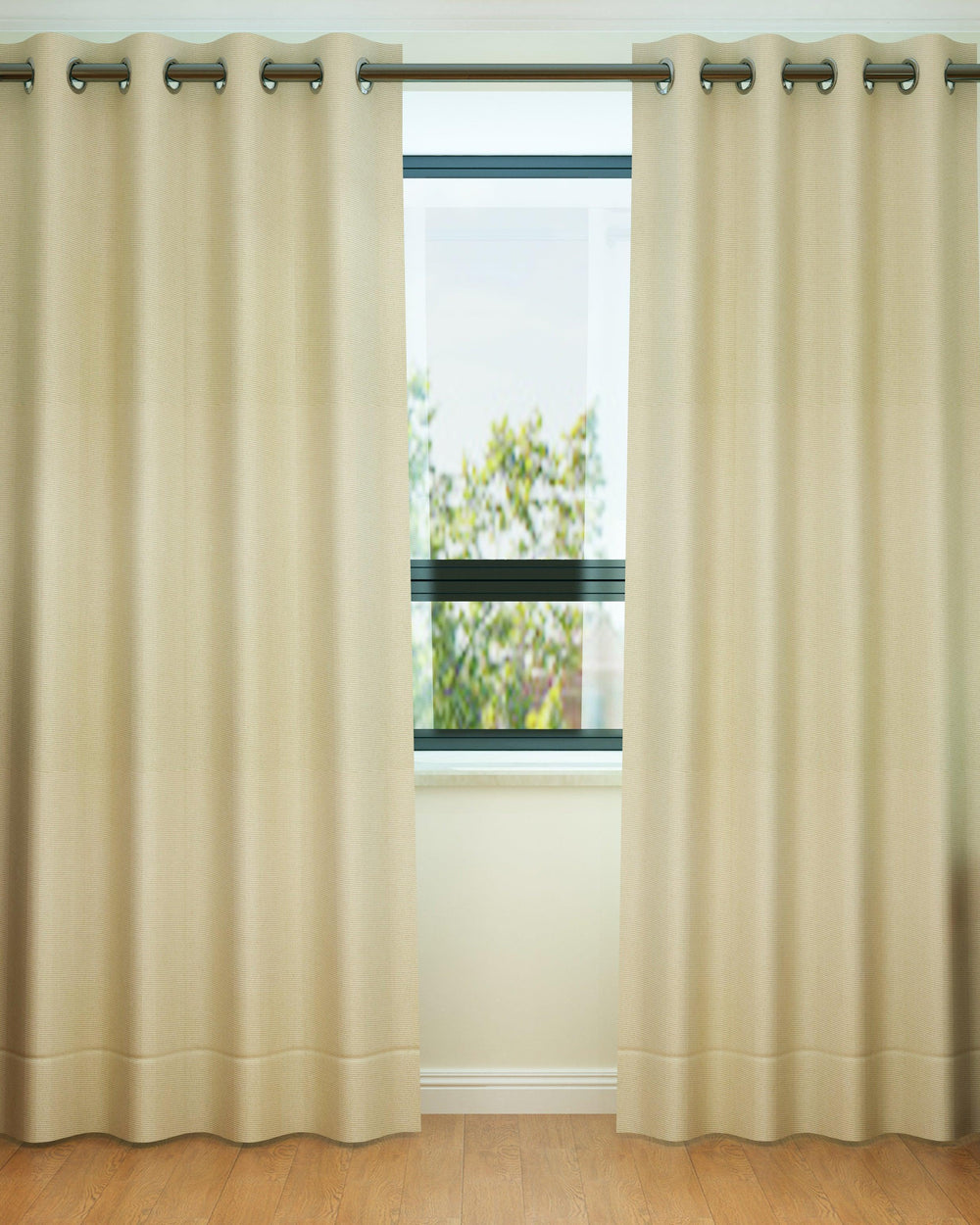 Fabrahome Light Filtering 10 Ft Rectangular Jute Fabric Curtain ( Beige ) - Bloomart
