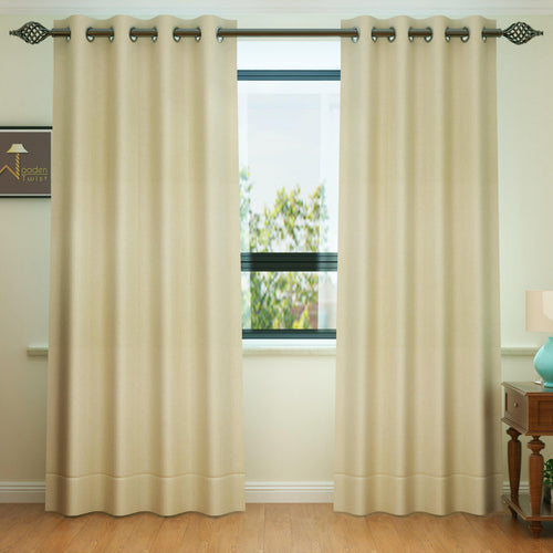 Fabrahome Light Filtering 10 Ft Rectangular Jute Fabric Curtain ( Beige ) - Bloomart