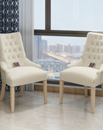 Wooden Button Tufted Teak Wood Dining Chairs ( Set of 2 ) - WoodenTwist