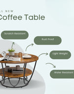 Bloomart Round Coffee Table with Marble Top Like Finish Stylish 2-Tier Design