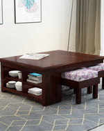 Esto Teak Wood Coffee Table Set With Side Storage