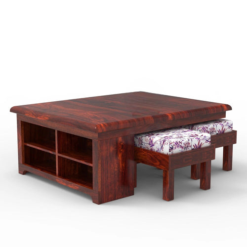 Esto Teak Wood Coffee Table Set With Side Storage