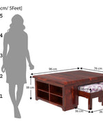 Esto Teak Wood Coffee Table Set With Side Storage