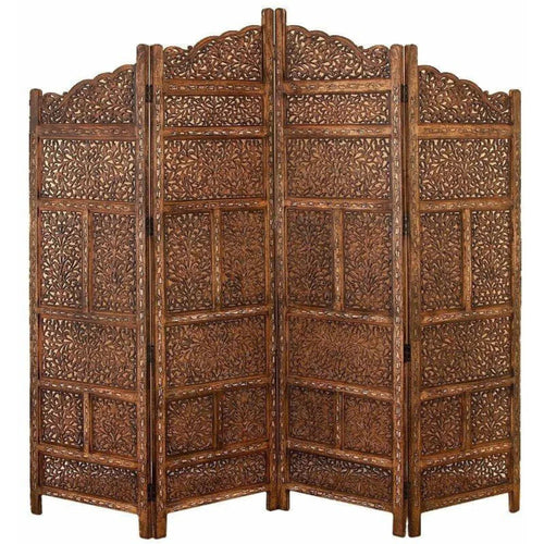 Zagvue Elegant Folding Privacy Carved 4 Panels Room Divider for Dividing Rooms, Creating Private Spaces
