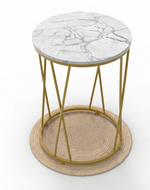 Bloomart Round Wrought Iron End Table Stylish Golden Accent for Modern Living Room Decor