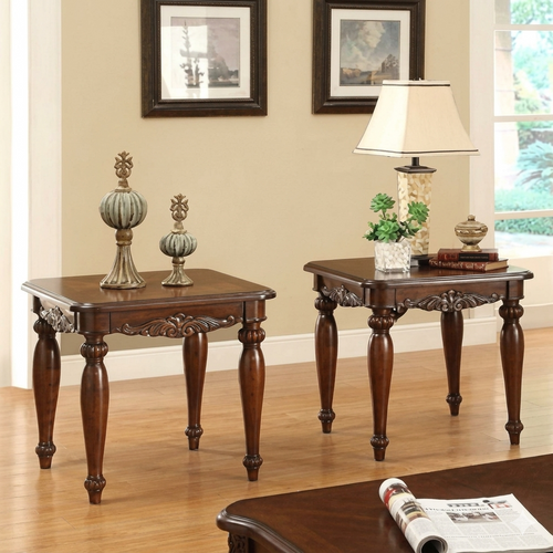 Wooden Hand Carved End Table for Home Décor (Set of 2)