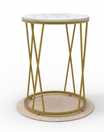 Bloomart Round Wrought Iron End Table Stylish Golden Accent for Modern Living Room Decor