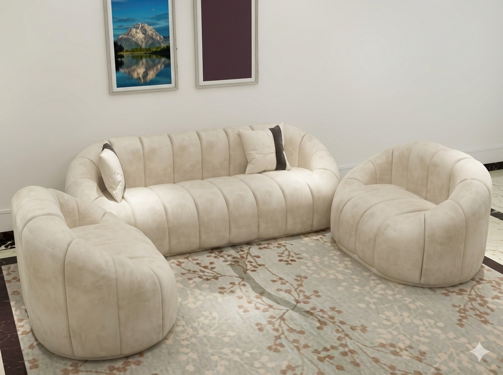 Collin Modern Oval Shape Sofa Set With Center Table