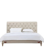 Wingback Headboard Queen Size Upholstered Panel Bed Frame for Bedroom - WoodenTwist
