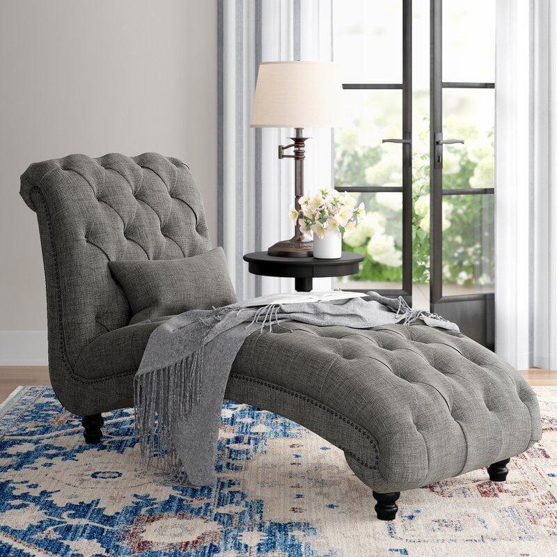 Bloomart Dormitorio Button Tufted Modernize Solid Wood Couch Chaise Lounge - Bloomart