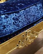 Bloomart Blue Velvet Royal Antique Gold Carved Sofa Set