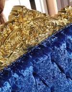 Bloomart Blue Velvet Royal Antique Gold Carved Sofa Set