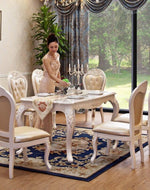 Royal Teak Wood 6 Seater Dining Table Set