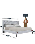 Upholstered Panel Bed Frame with Diamond Tufted and Nailhead Trim Wingback Headboard