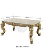 Royal Antique Teak Wood 6 Seater Dining Table Set (Golden)