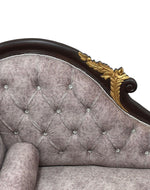 Bloomart Savour Designer Hand Carved Teak Wood Button Tufted Chaise Lounge