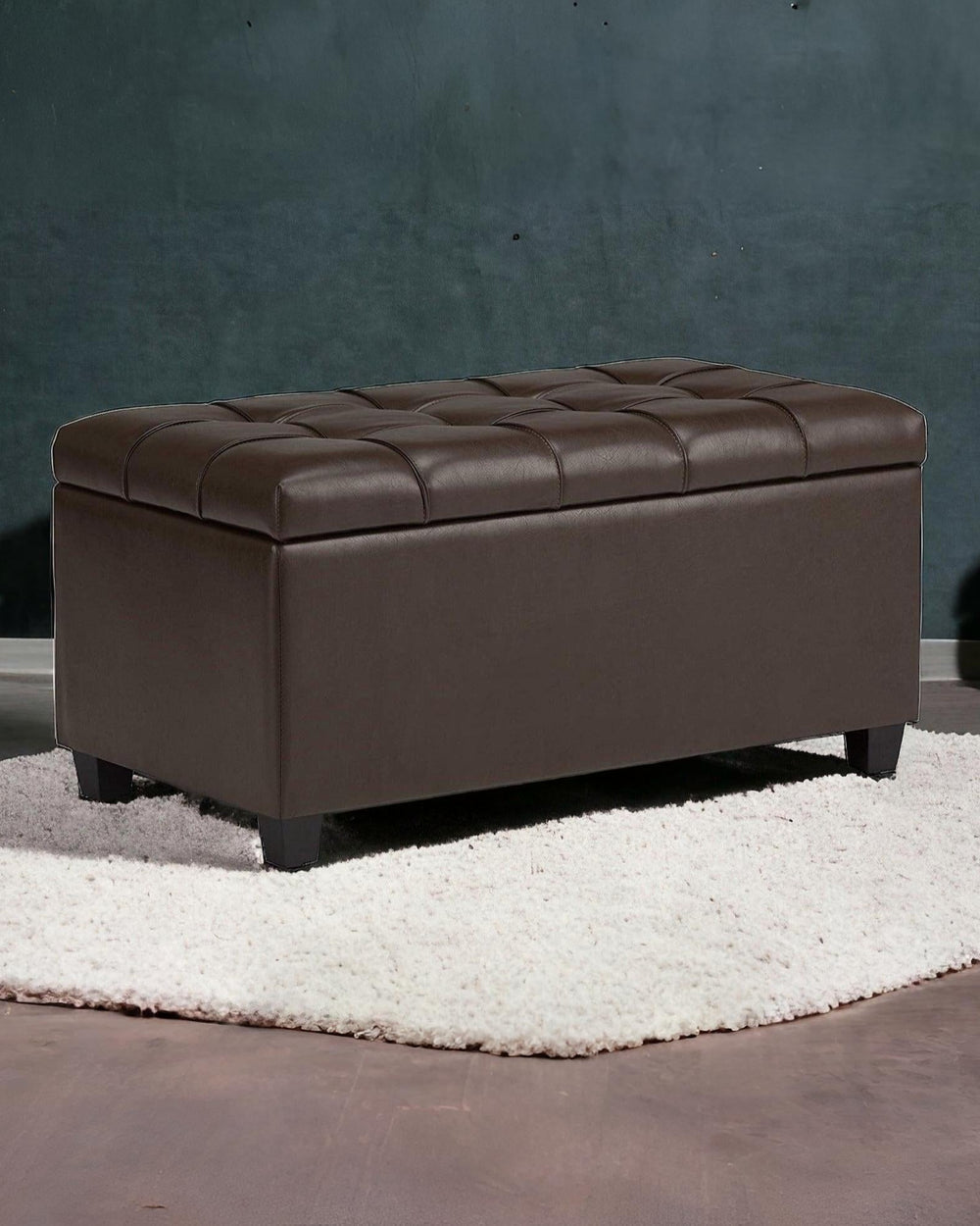 1 Seater Luper Tufted Storage Ottoman Pouffes with Storage Satin (Leatherette)