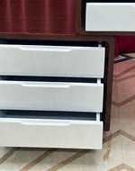 Bloomart Mesa Study Table with 5 Drawers Teak Wood Walnut Finish ( Brown & White )