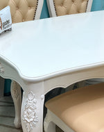 Wooden Royal Look Hand Carved 4 Seater Dining Table Set ( White )