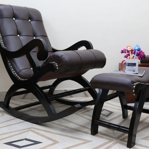 Royal Rocking Chair with Foot Rest ( Walnut )