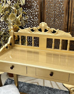 Royal Gold Carved Teak Wood Study Table with Chair