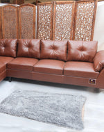 Elizalina 6 Seater LHS Corner L Shape Sofa In Brown Leatherette