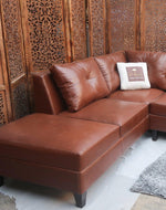 Elizalina 6 Seater LHS Corner L Shape Sofa In Brown Leatherette