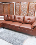 Elizalina 6 Seater LHS Corner L Shape Sofa In Brown Leatherette