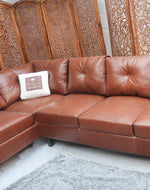 Elizalina 6 Seater LHS Corner L Shape Sofa In Brown Leatherette