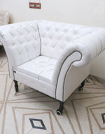 Single Seater Button Tufted Grand Sofa (with 4 Wheels)