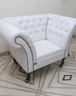 Single Seater Button Tufted Grand Sofa (with 4 Wheels)