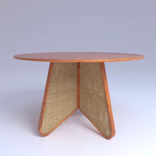 Bloomart Eensy Rattan Round Dining Table in Teak Wood Stylish Centerpiece for Modern Dining Room