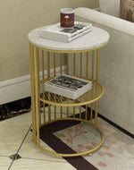 Bloomart Abstract Style Wrought Iron 1-Tier Round End Table ( Golden )
