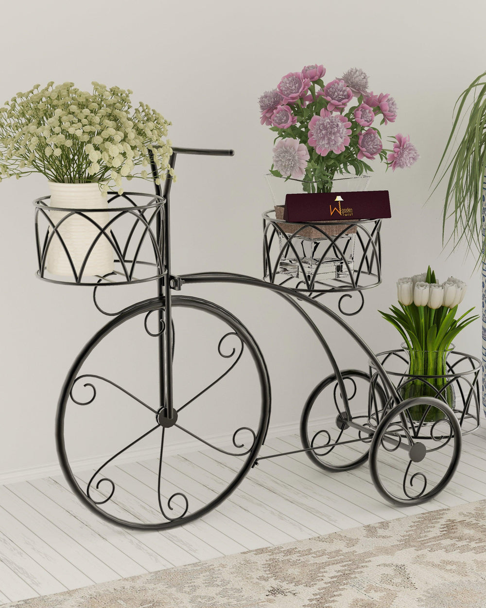 Garden Cart Planter Stand Tricycle Plant Holder - Ideal for Home, Garden, Patio - Bloomart