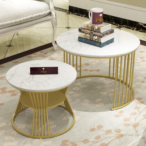 Bloomart Stylish Look Round Wrought Iron Coffee Table Set of 2