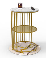 Bloomart Abstract Style Wrought Iron 1-Tier Round End Table ( Golden )
