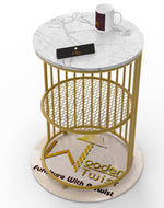 Bloomart Abstract Style Wrought Iron 1-Tier Round End Table ( Golden )