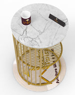 Bloomart Abstract Style Wrought Iron 1-Tier Round End Table ( Golden )