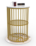 Bloomart Abstract Style Wrought Iron 1-Tier Round End Table ( Golden )