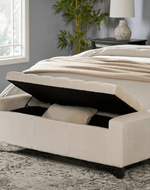 Bloomart Raffinée Solid Wood Flip Top Storage Bench with Soft Upholstery Multipurpose Storage Chest Store Blanket Cushion Pillow