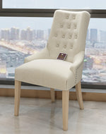 Wooden Button Tufted Teak Wood Dining Chairs ( Set of 2 )