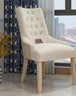 Wooden Button Tufted Teak Wood Dining Chairs ( Set of 2 )