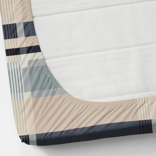 Premium Superfine Microfiber King Size Fitted Bedsheet with Two Cushion Covers (Beige Checker)