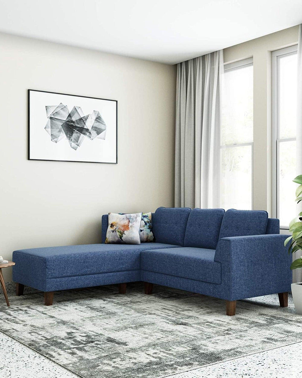 Azul 5 seater Left-Side L Shape Fabric Sofa Set - Bloomart