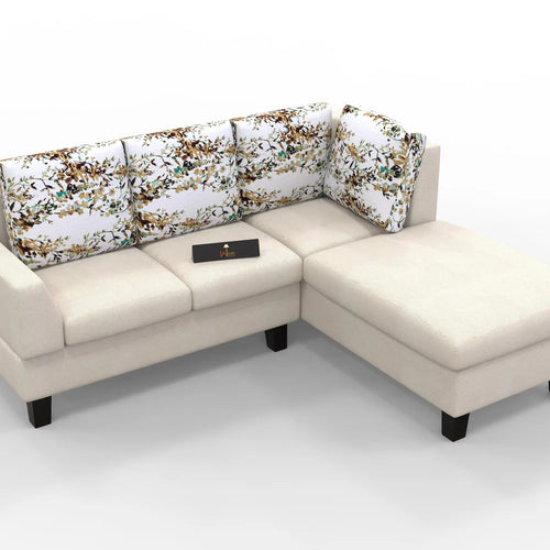 5 Seater L-Shape Sectional Sofa Set with Four Floral Cushion
