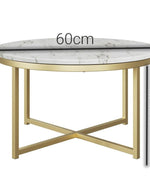Golden Circular Cross Center Table  With Italian Nano Marble Top