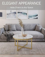 Golden Circular Cross Center Table  With Italian Nano Marble Top