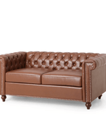 Bloomart Greek Modern Handmade Button Tufted Leatherette Chesterfield 2 Seater Sofa